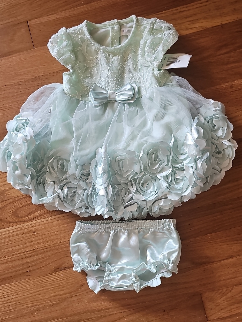 Nannette Baby Formal Mint Green 2-Piece Dress & Bloomers Set 12 Months NWT
